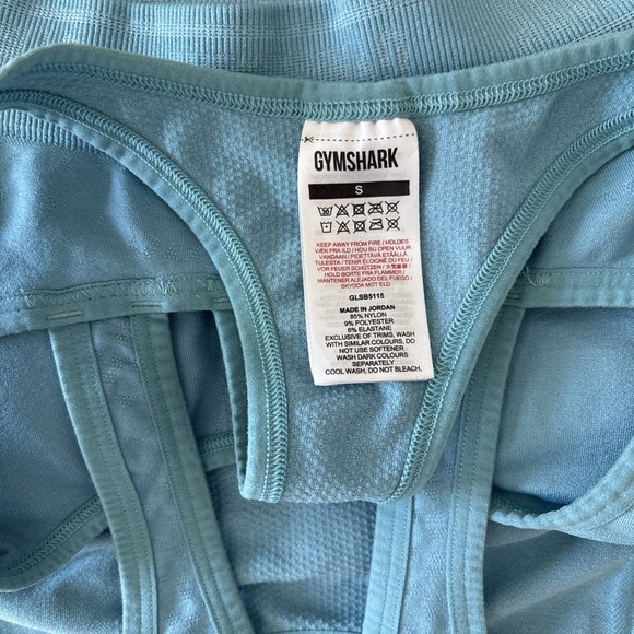 Gymshark Apex‎ Sports Bra Size Small Blue Double Layered Razorback - Picture 3 of 3